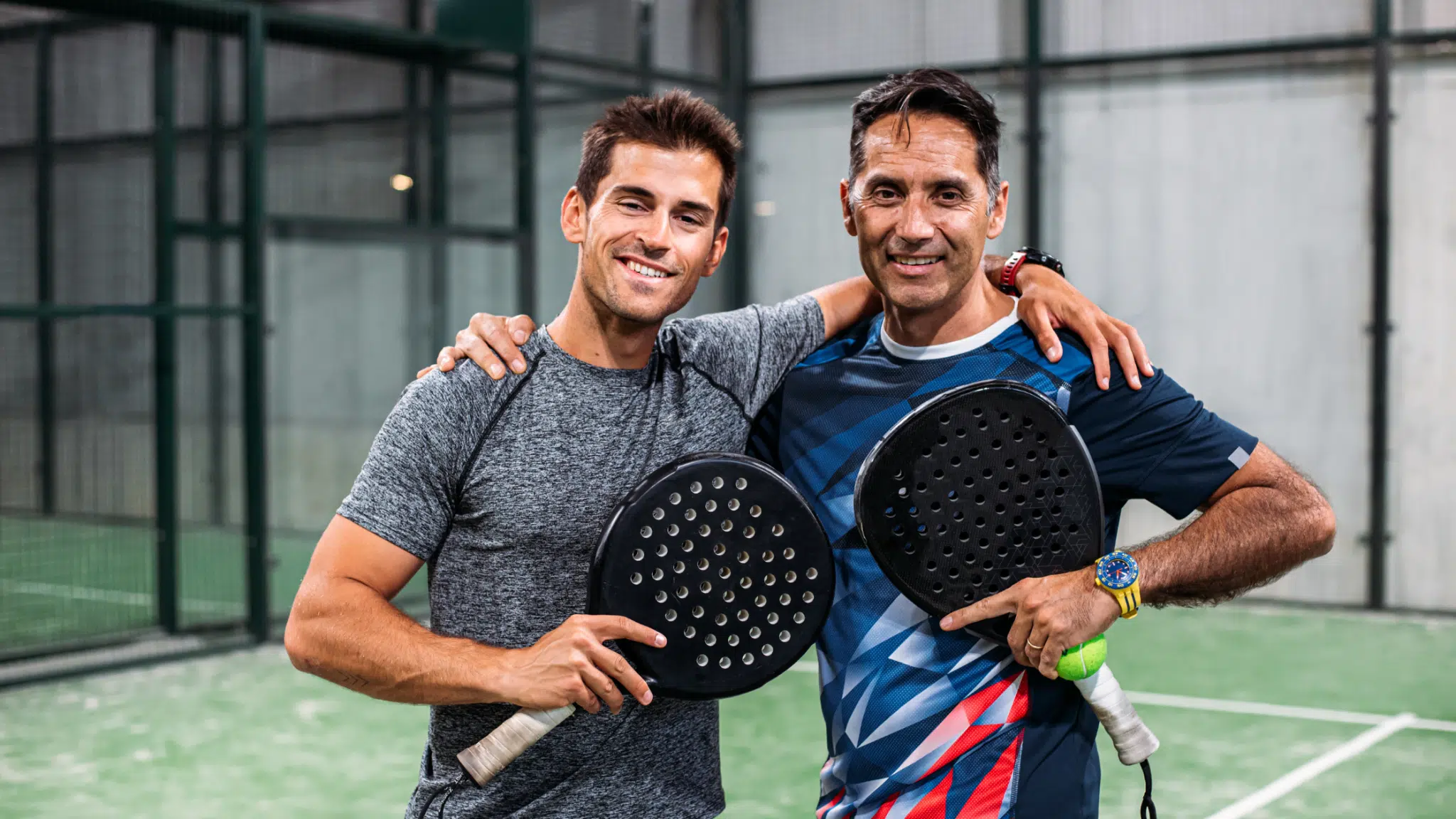 Friends playing padel